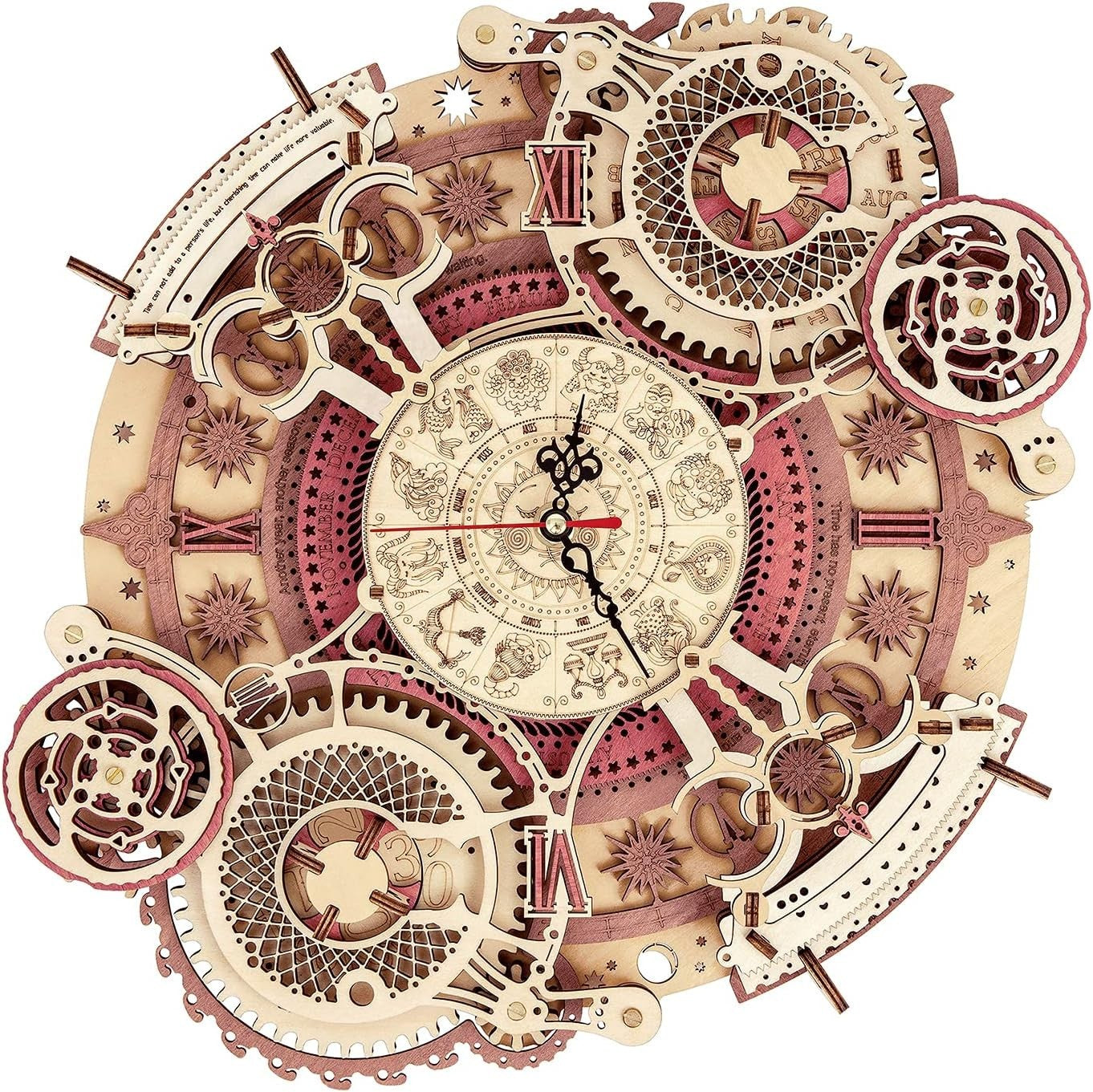 3D Wooden Zodiac Wall Clock Puzzle DIY Working Clock Model Kit Gift