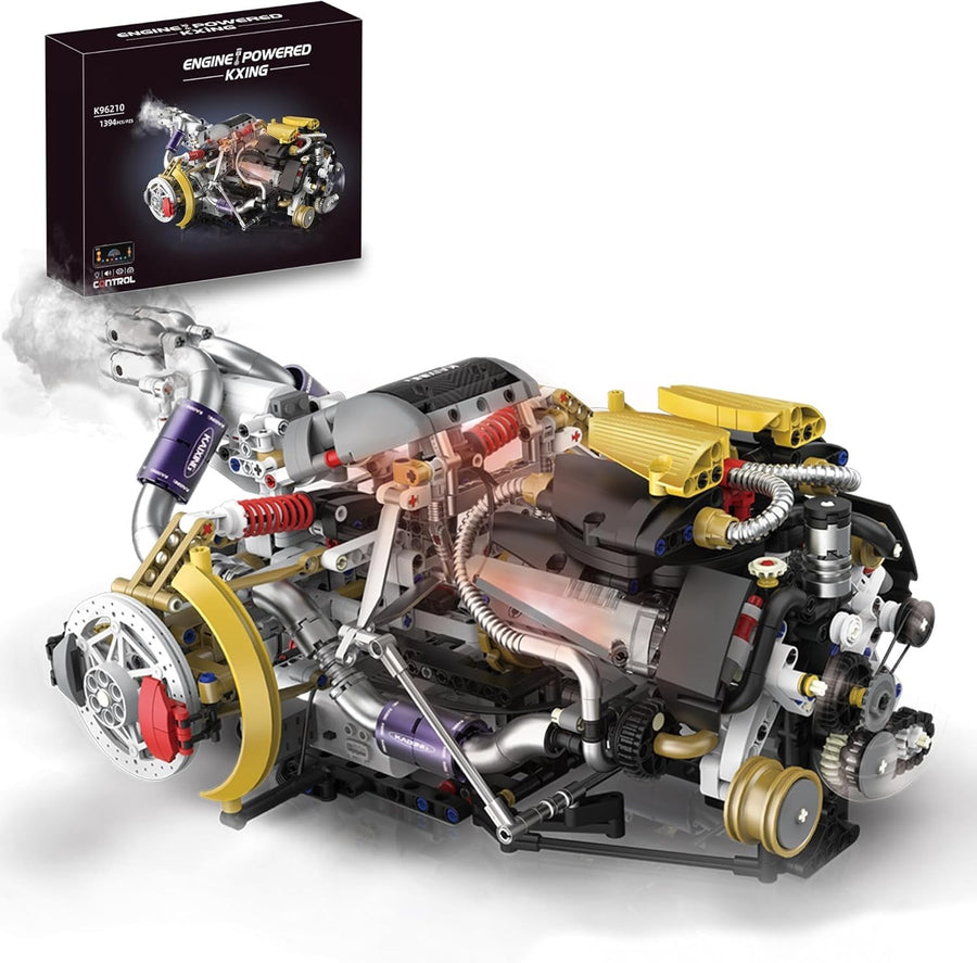 V8 Engine Model Kit w/ Motor, Lights & App Control – 1394pcs Display Toy