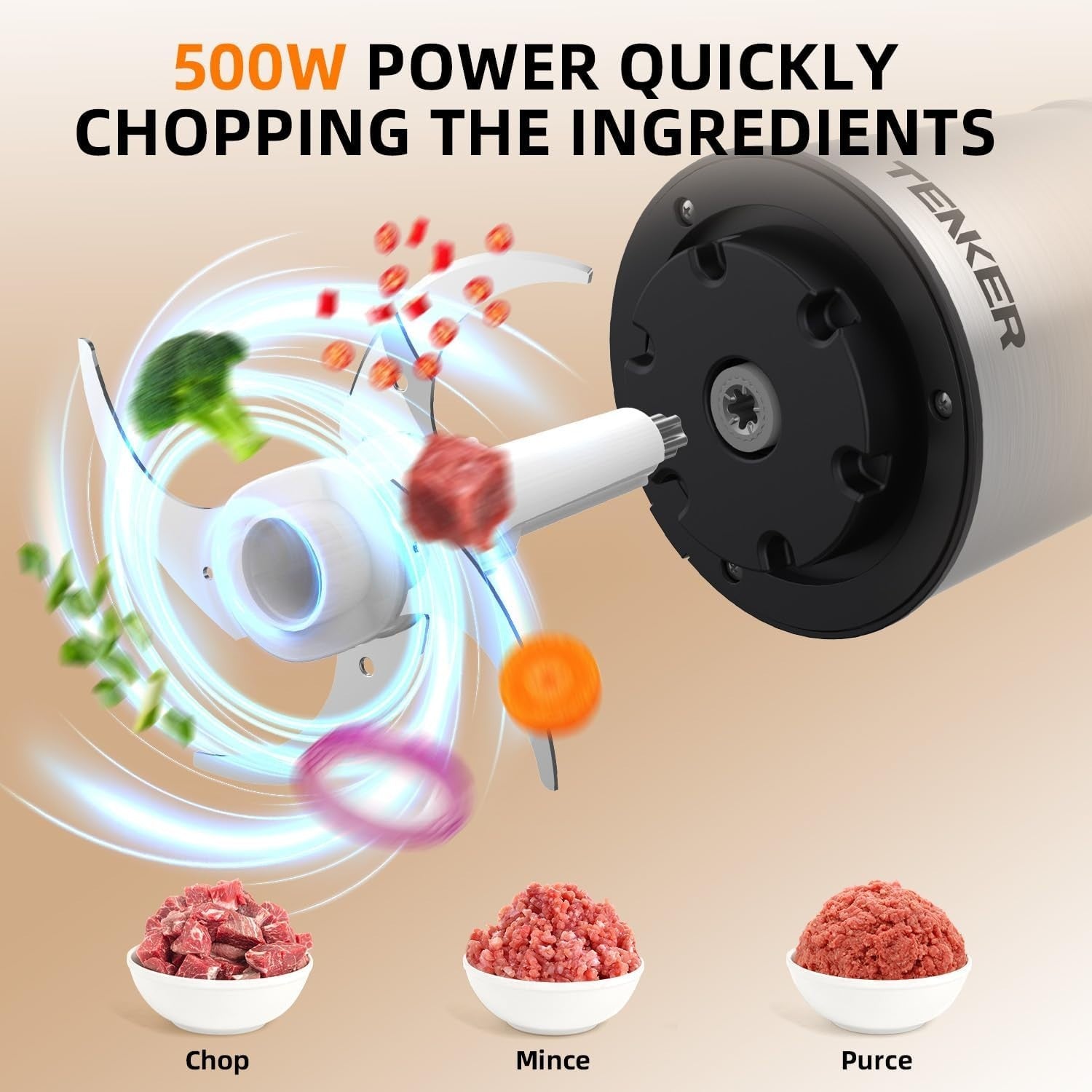 500W Food Processor Meat Grinder Chopper 2x2L Bowls 2 Speed Black