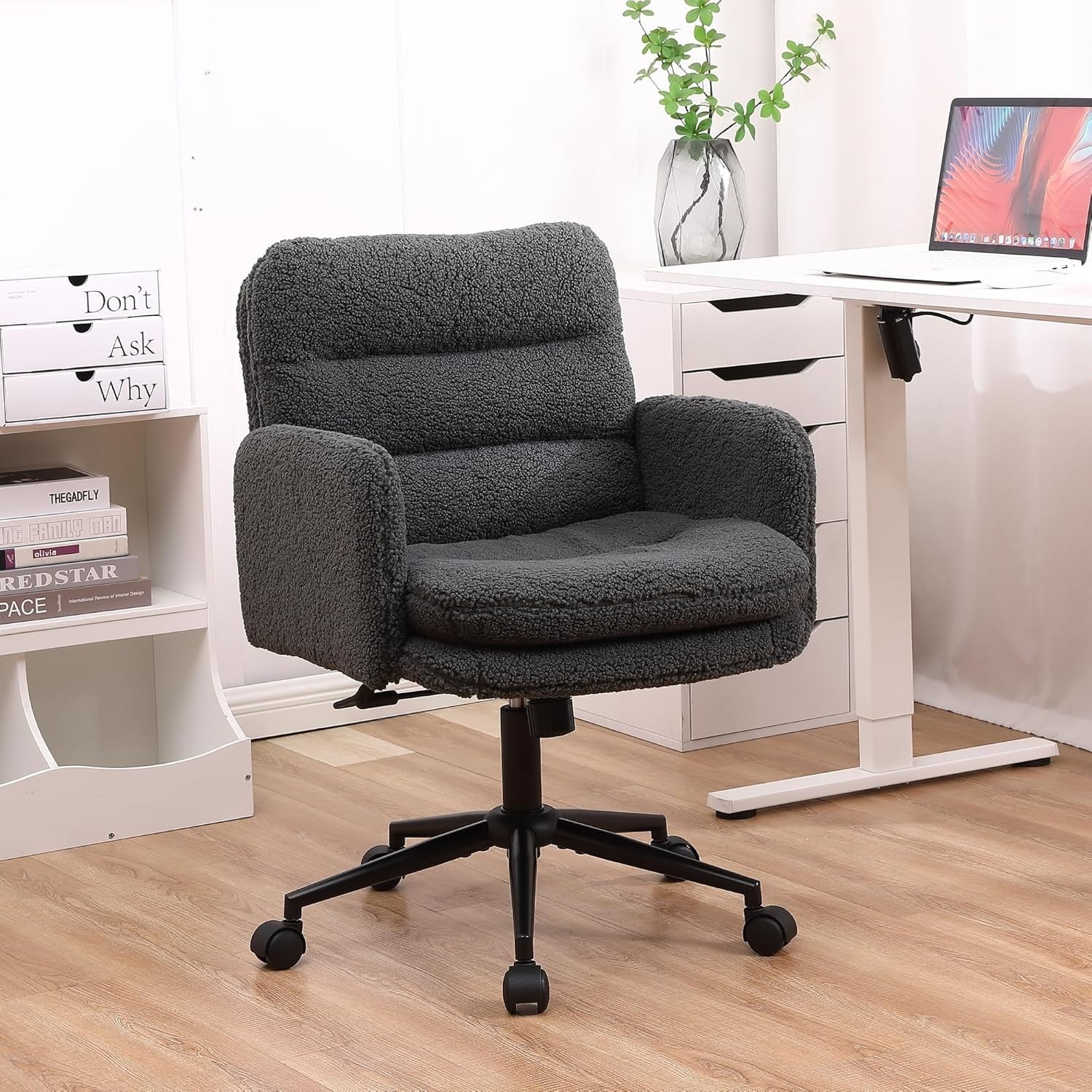 Ergonomic Office Desk Chair Dark Grey Cashmere Adjustable Swivel Tilt