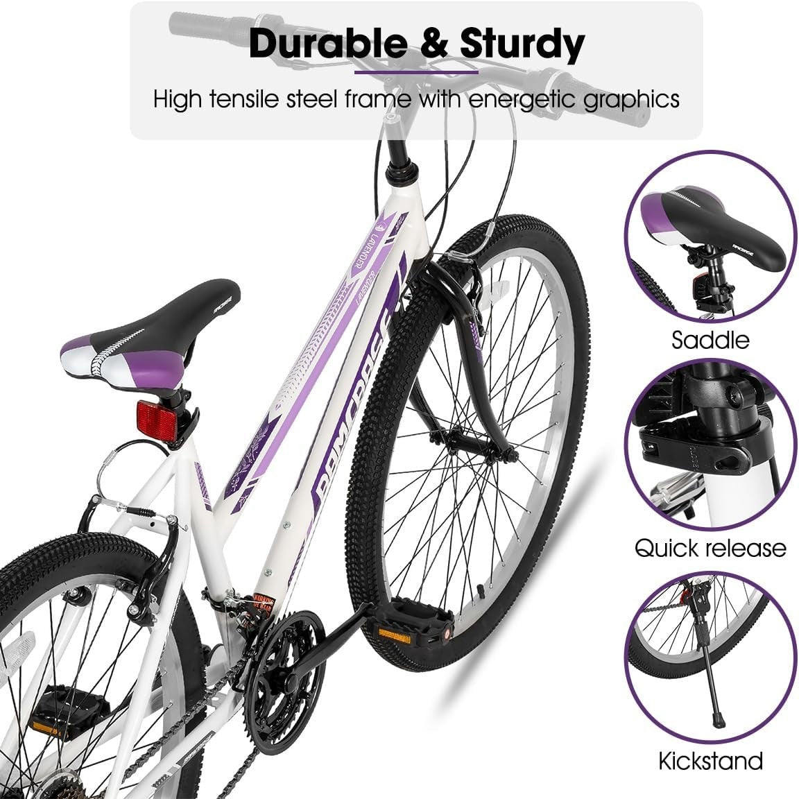 26" 21-Speed Mountain Bike Adult Teen MTB V-Brake Lightweight Frame