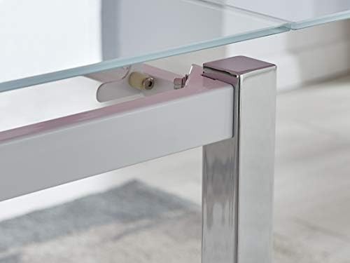White Glass Extending Dining Table Chrome Legs Modern Kitchen Table