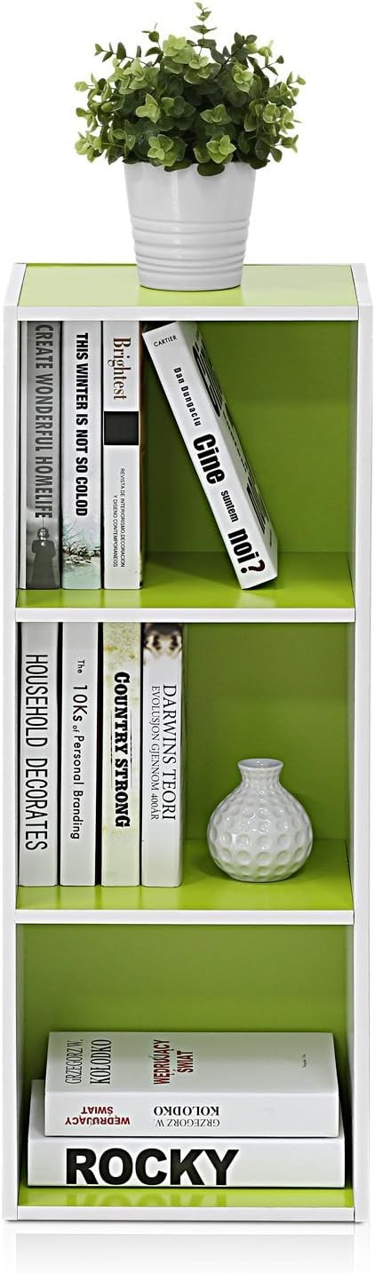 3 Cube Wooden Bookcase Small Storage Shelf Compact Organizer Bookshelf Green