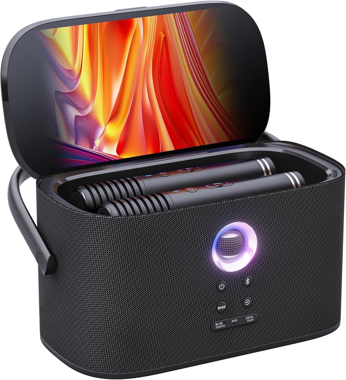 140W Portable Karaoke Machine with Screen 2 Wireless Mics TV