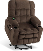 Brown Dual Motor Riser Recliner Chair Infinite Position Heated Massage USB