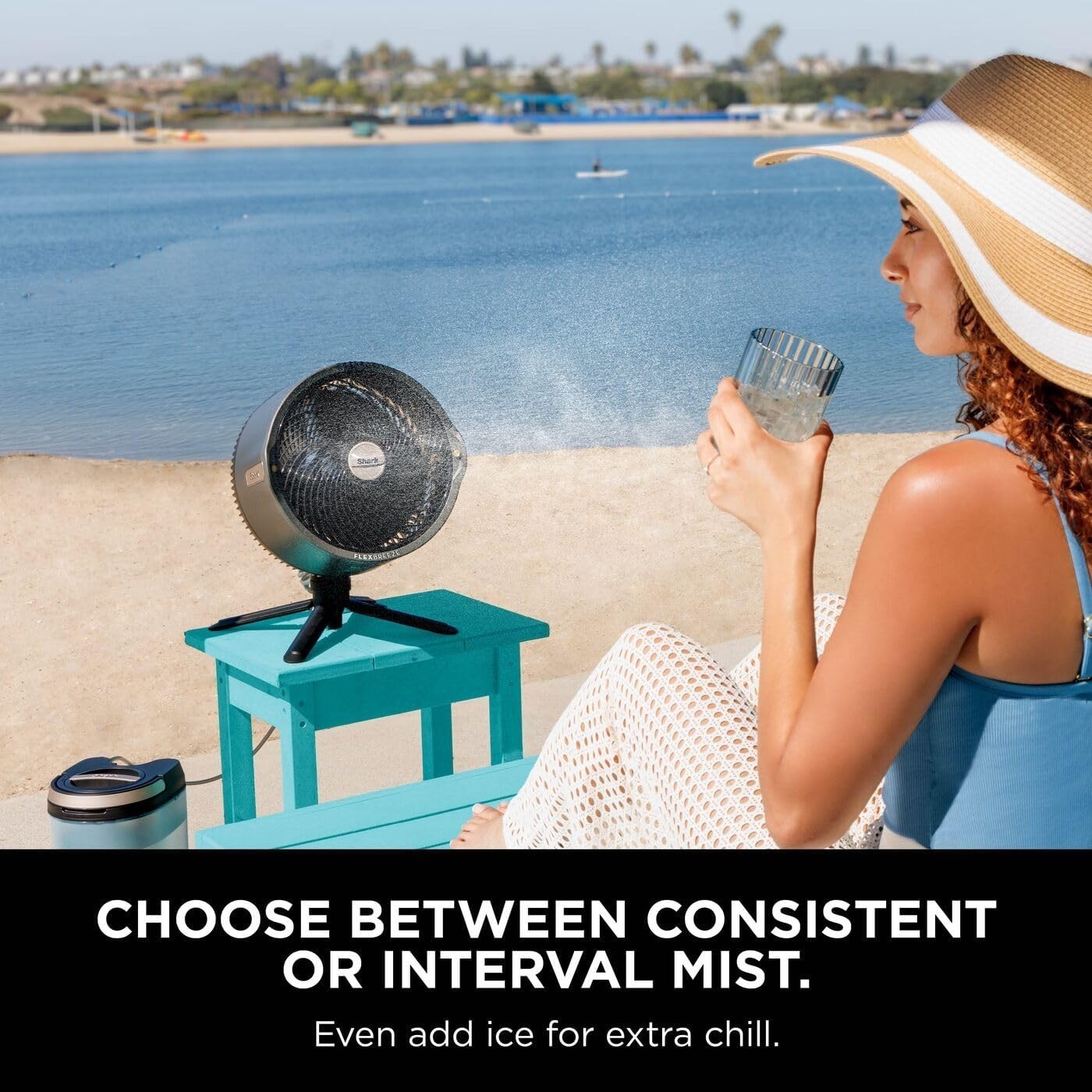 Cordless Indoor Outdoor Fan 5-Speed 24H Runtime Misting Pedestal Table Cooling