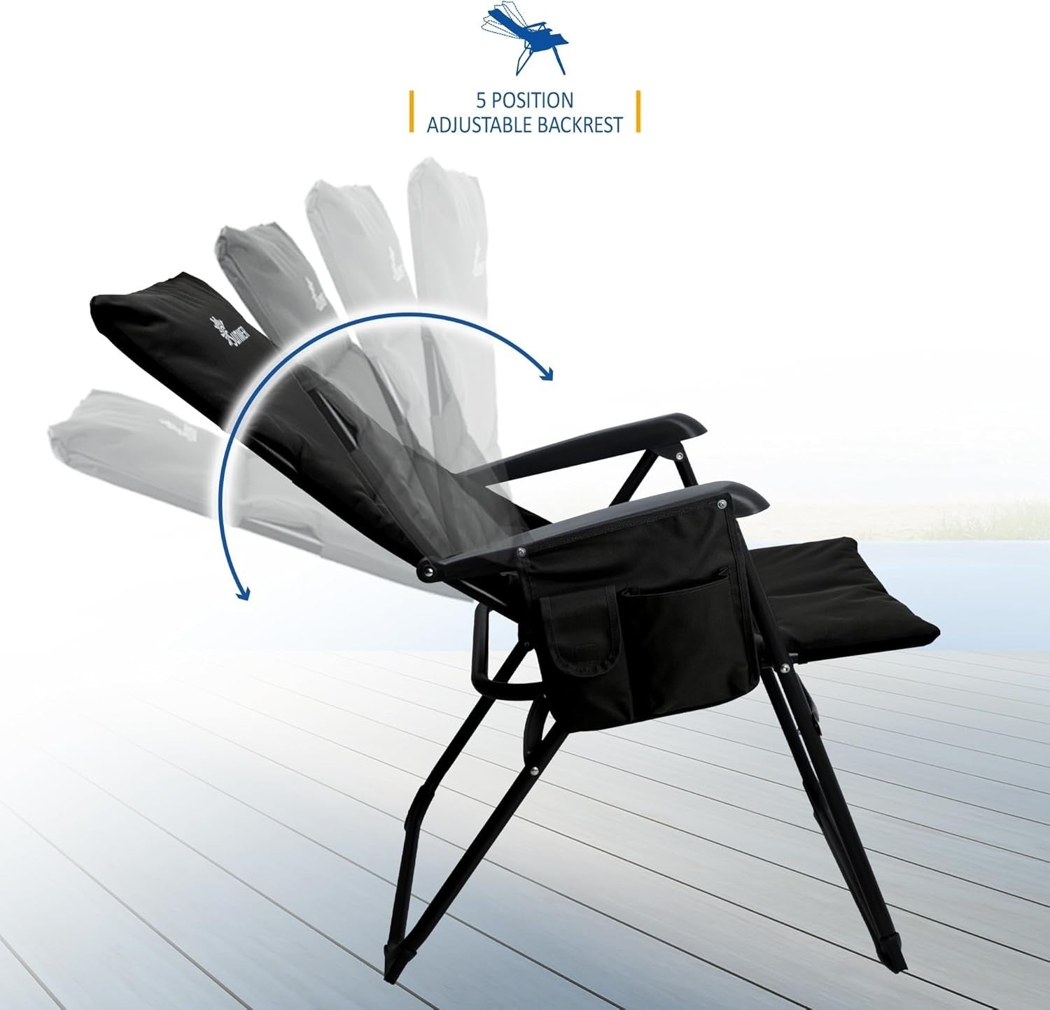Luxury Padded Folding Recliner Chairs Set of 2 Outdoor Garden Camping Deck