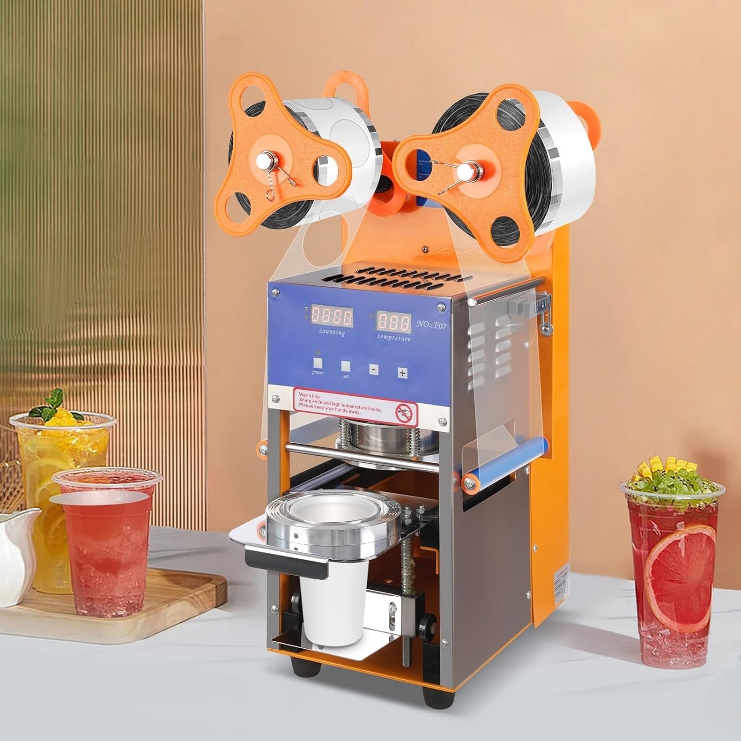 400W Automatic Cup Sealing Machine 90–600 Cups/H Bubble Tea Coffee