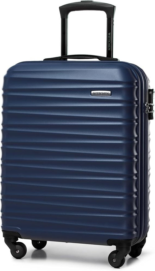 Cabin Suitcase Carry On 4 Wheel Spinner Lightweight Lock 34L Dark Blue