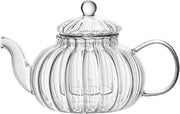 Pumpkin Glass Teapot 600ml with Infuser Stovetop Safe Loose Leaf Tea