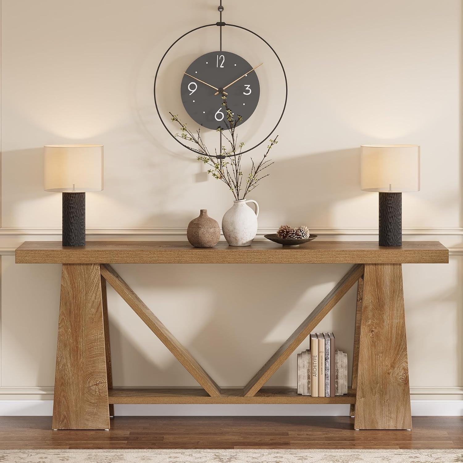 Extra Long 180cm Farmhouse Console Table, Narrow Entryway Sofa Table