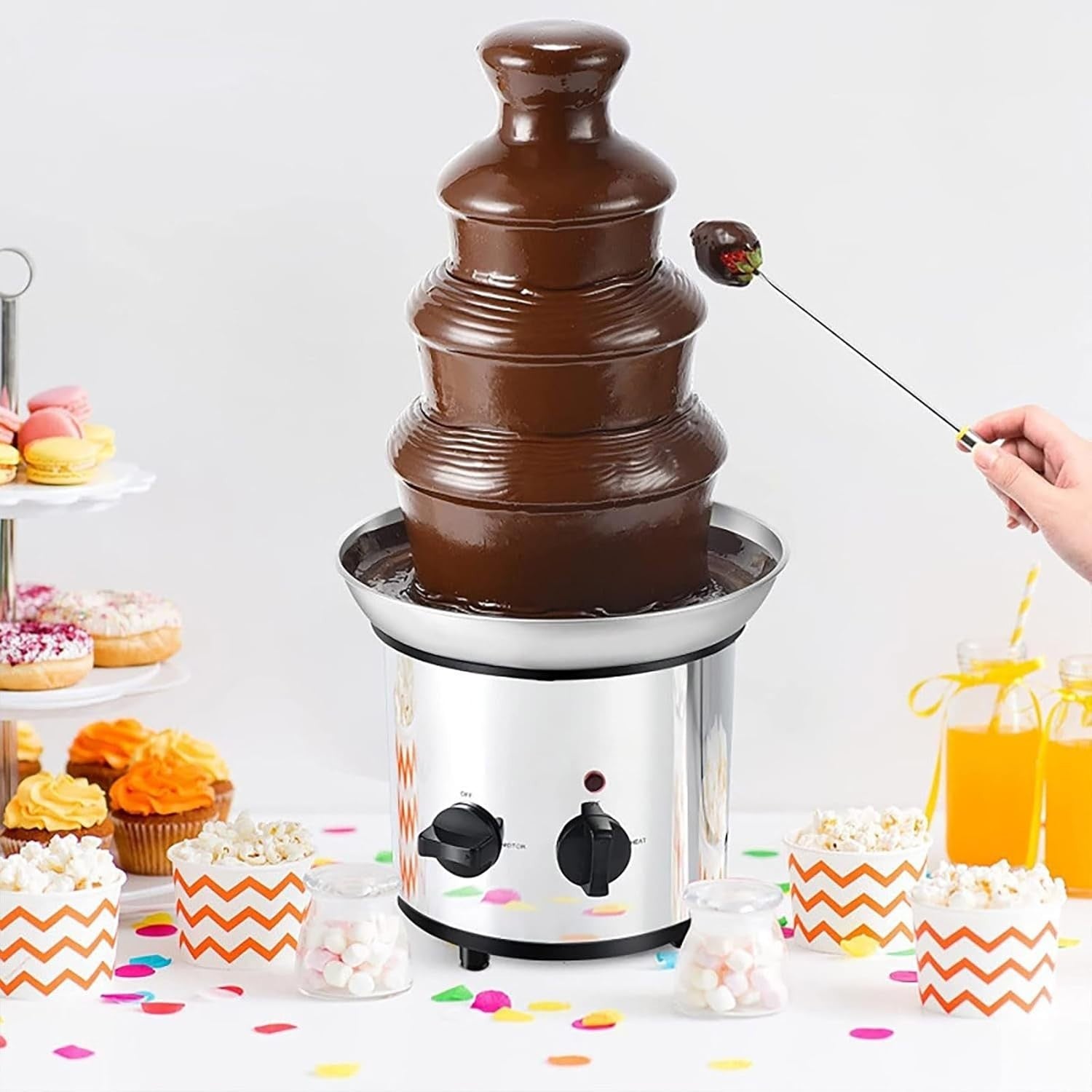 4 Tier Chocolate Fountain Stainless Steel Fondue Machine 4lb