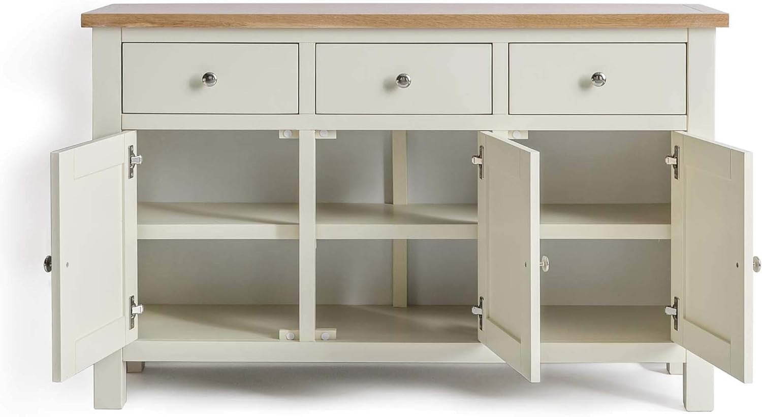 Cream Sideboard Storage Cabinet Oak Top 3 Door 3 Drawer Cupboard