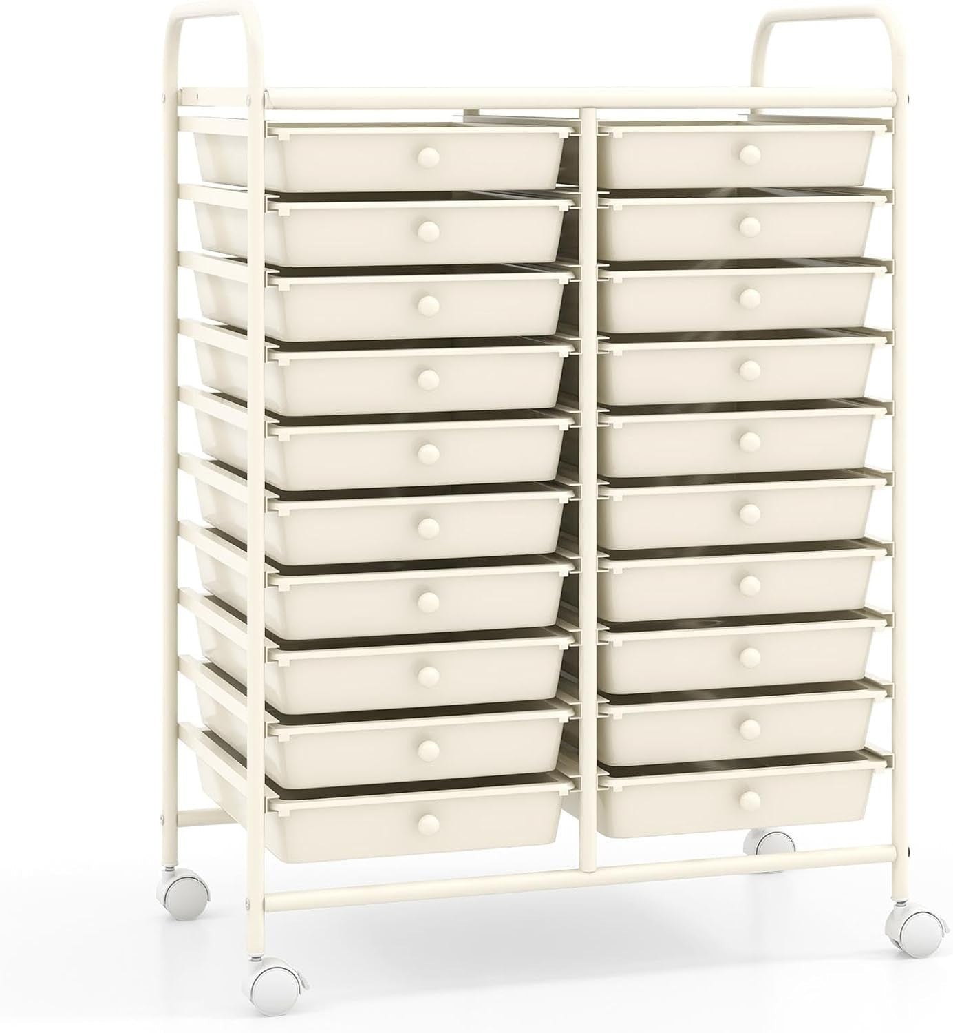 White 20 Drawer Rolling Storage Trolley Utility Cart Office Organizer