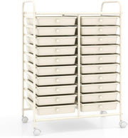 White 20 Drawer Rolling Storage Trolley Utility Cart Office Organizer