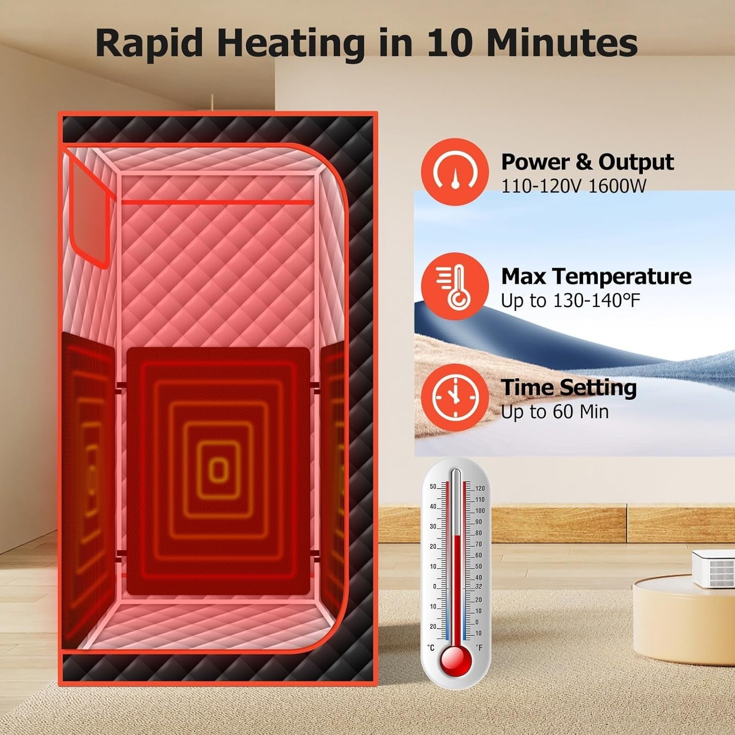 Portable Infrared Sauna Tent for 1-2 Person – Home Spa w/ Folding Chair & LED