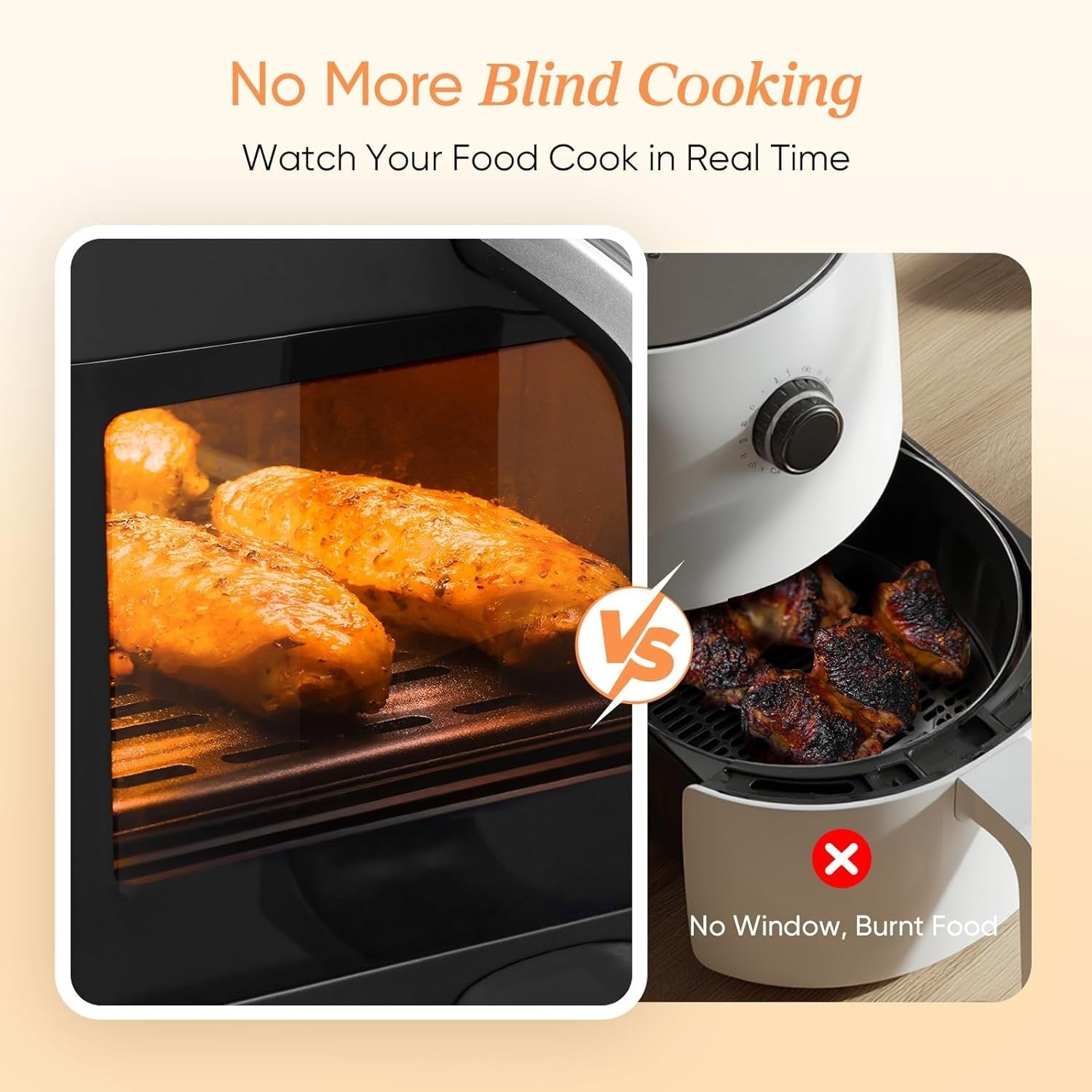6.4L Dual Heat Smart Air Fryer No Shake No Preheat App Control 12 Functions