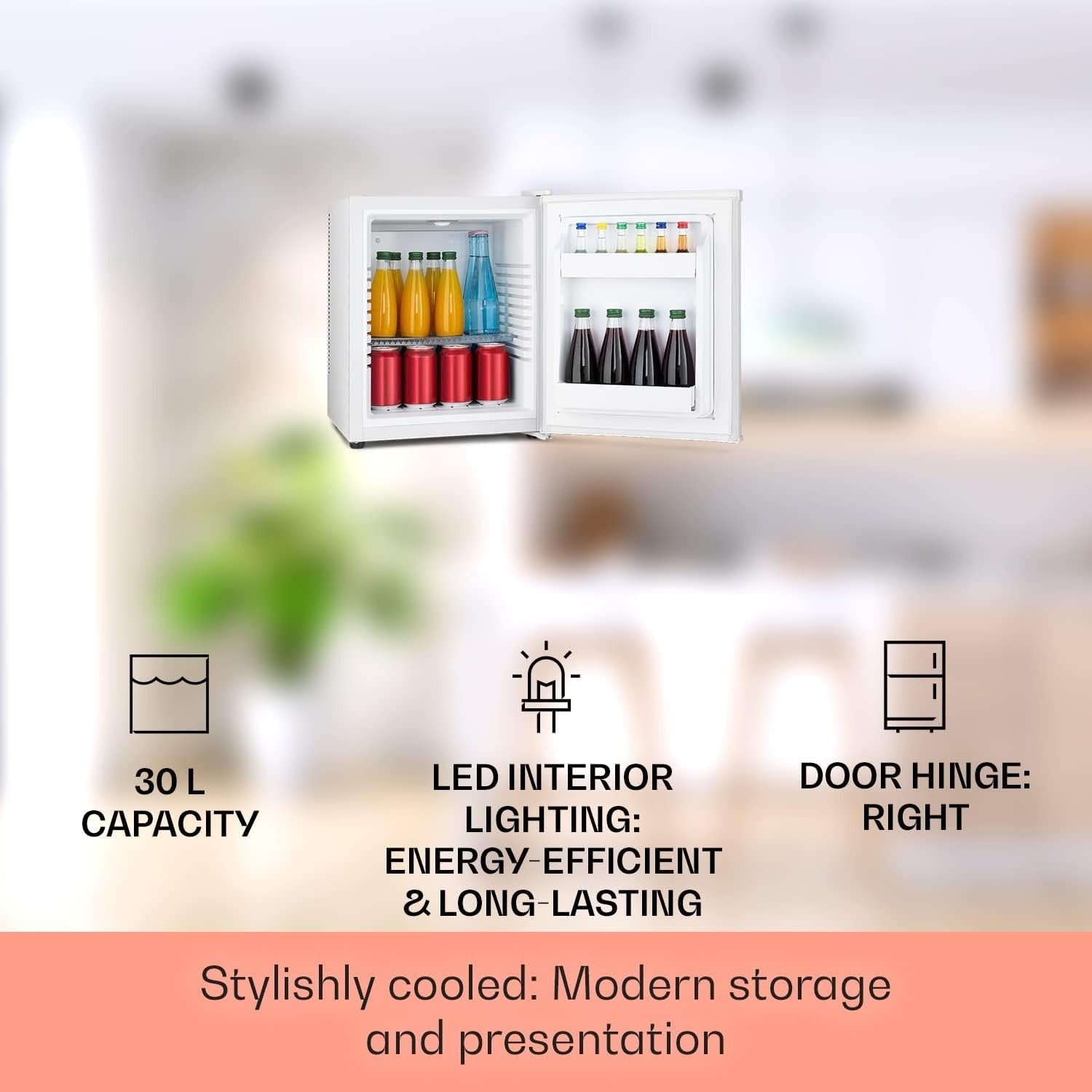 Compact 30L White Mini Fridge Tabletop Cooler for Home Office Room