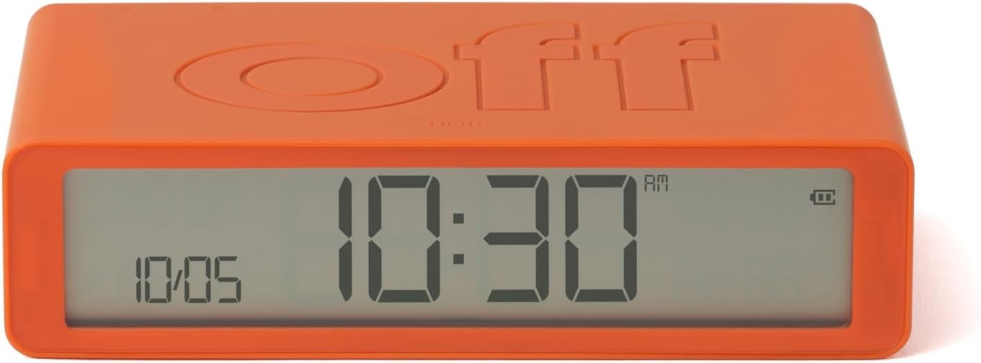Orange Reversible Digital Alarm Clock Touch Light Snooze USB-C Rechargeable