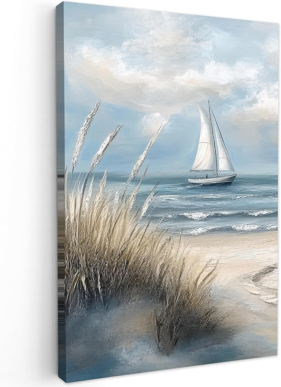 Framed Canvas Wall Art 40x60cm Beach Sailboat Coastal Print