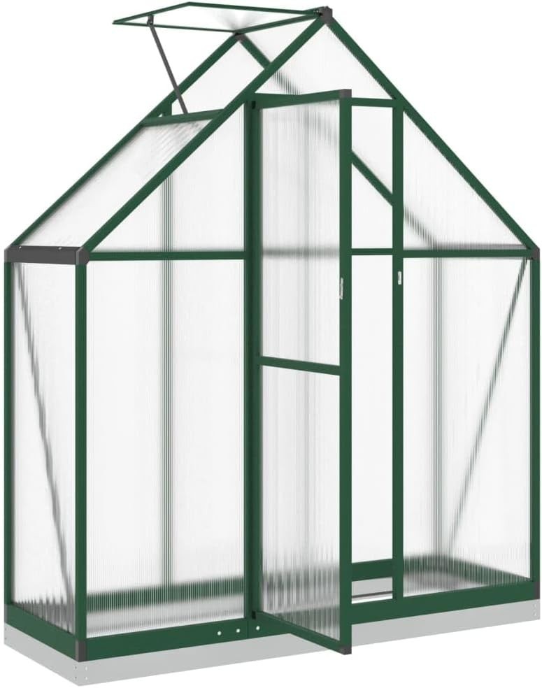 Aluminium Walk-In Greenhouse 169x58x202cm Green Polycarbonate with Base