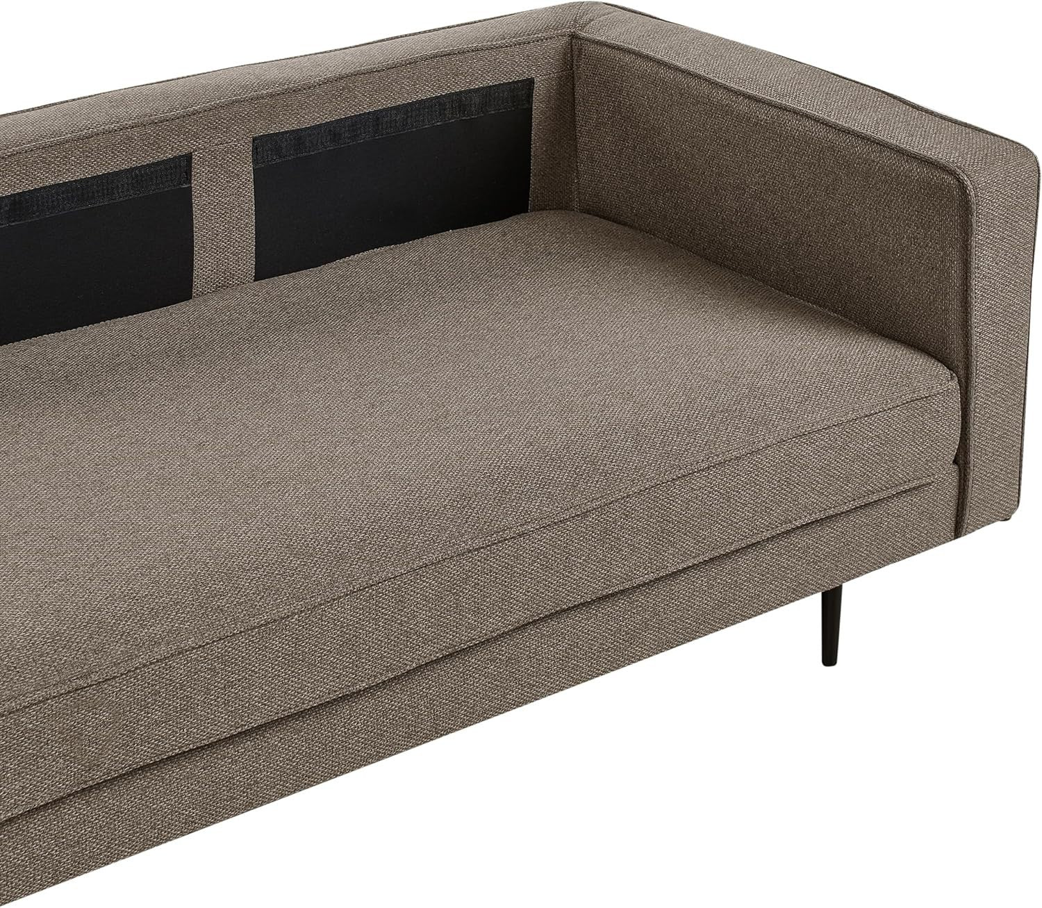 Brown Chaise Lounge Sofa Right-Hand | Bolster Cushion Modern Metal Legs