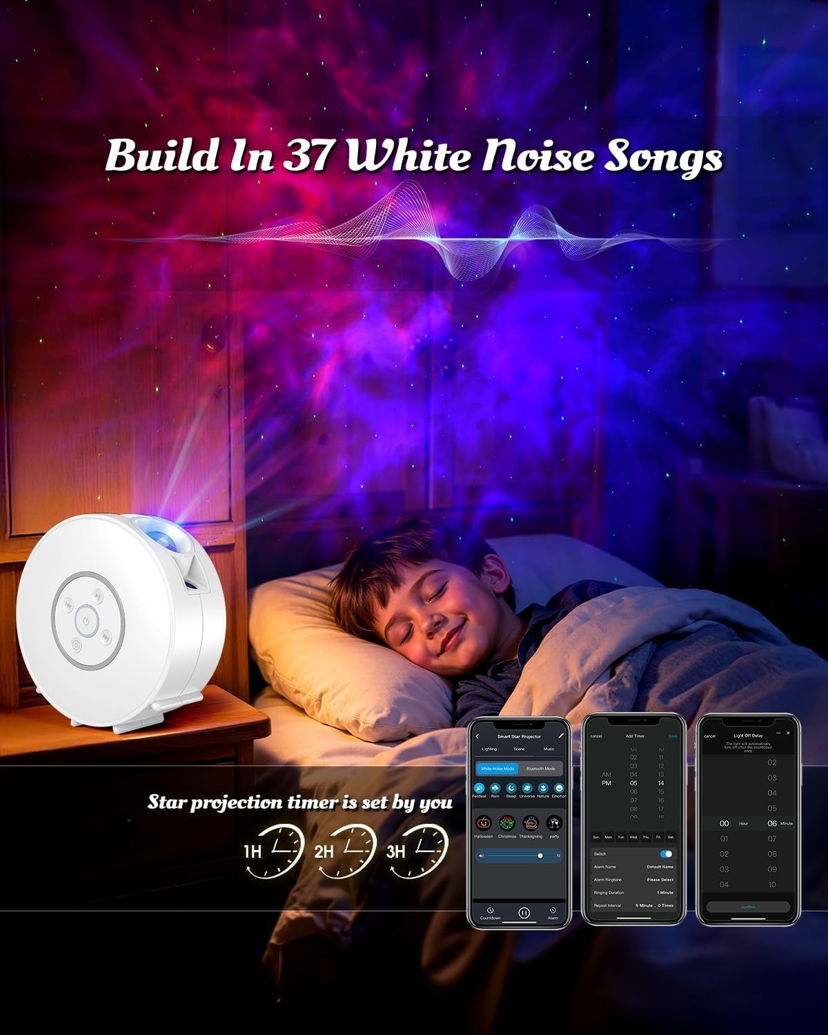 Smart Galaxy Projector WiFi 3D Star Light Alexa Bluetooth Music RGB