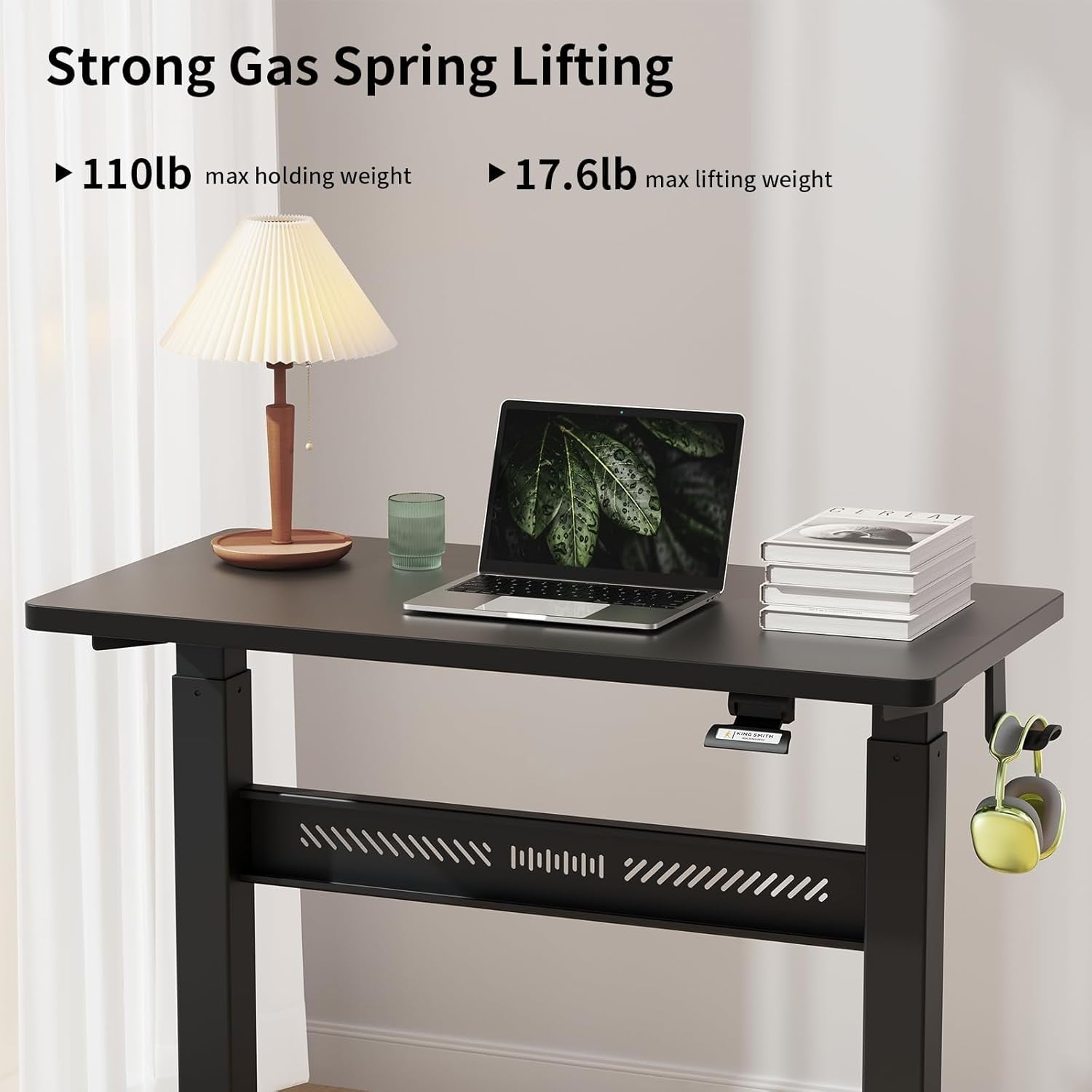 Black Mobile Standing Desk Walking Pad Compatible Adjustable Pneumatic Desk