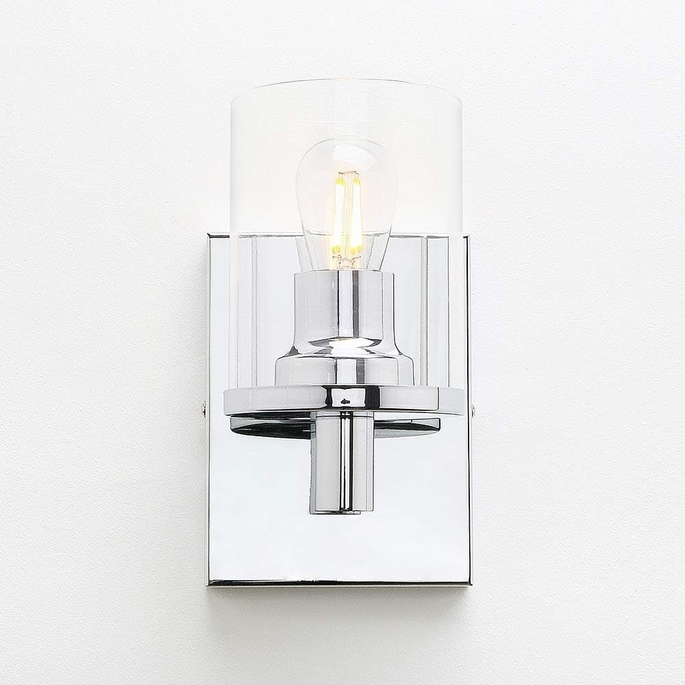 Dimmable Chrome Glass Wall Sconces Set of 2, Modern Vintage Indoor Lights