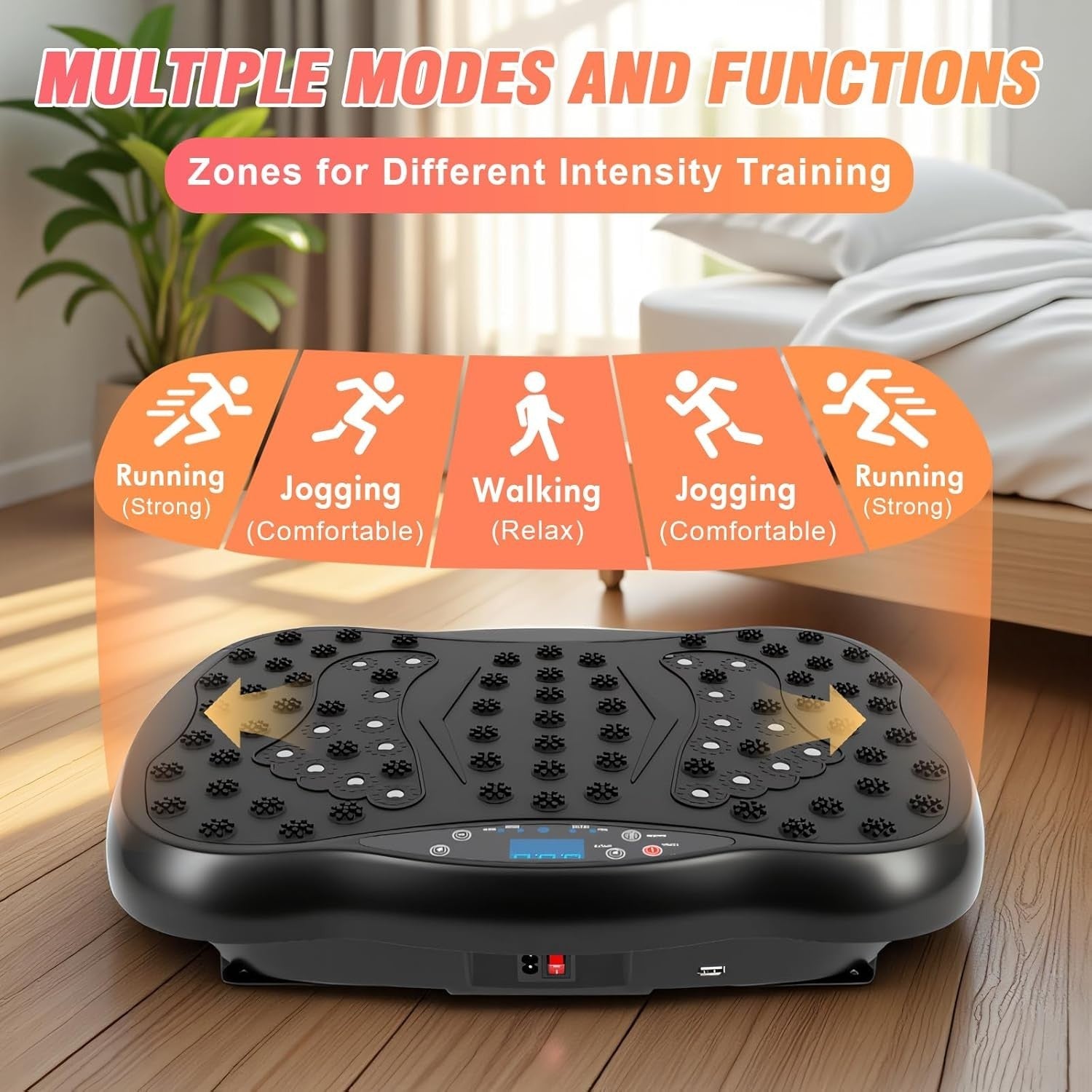 Black Dual Motor Vibration Plate Exercise Machine 120 Levels 330lbs