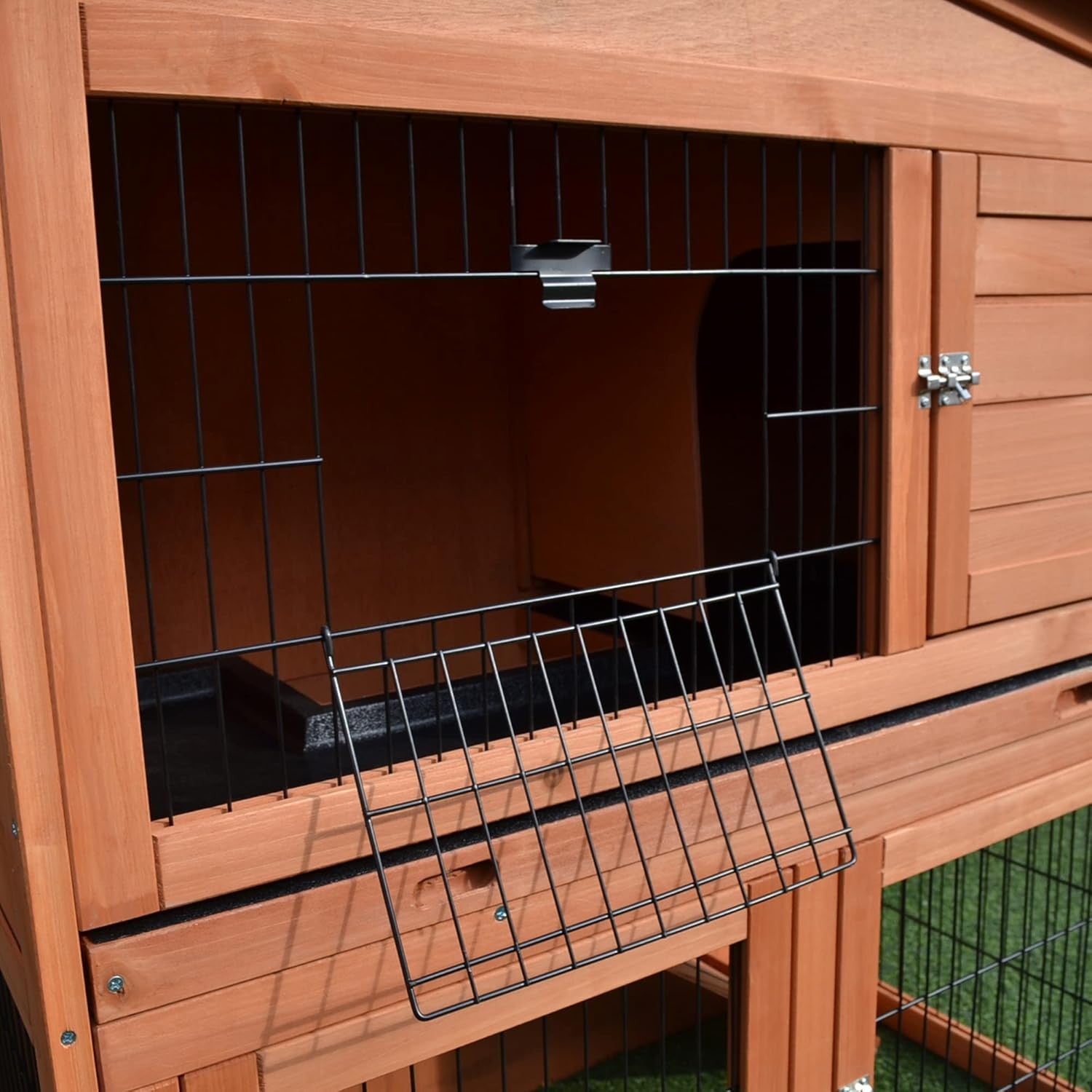 2 Tier Rabbit Hutch Outdoor Wooden Guinea Pig Cage with Tray & Ramp