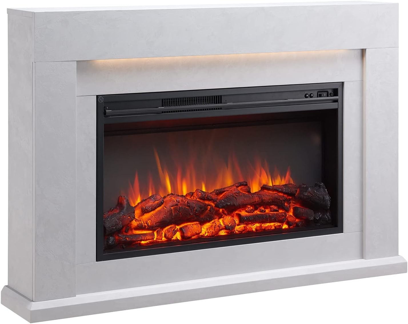 47" Electric Fireplace Heater Cement Grey Surround, Remote & LED Flames
