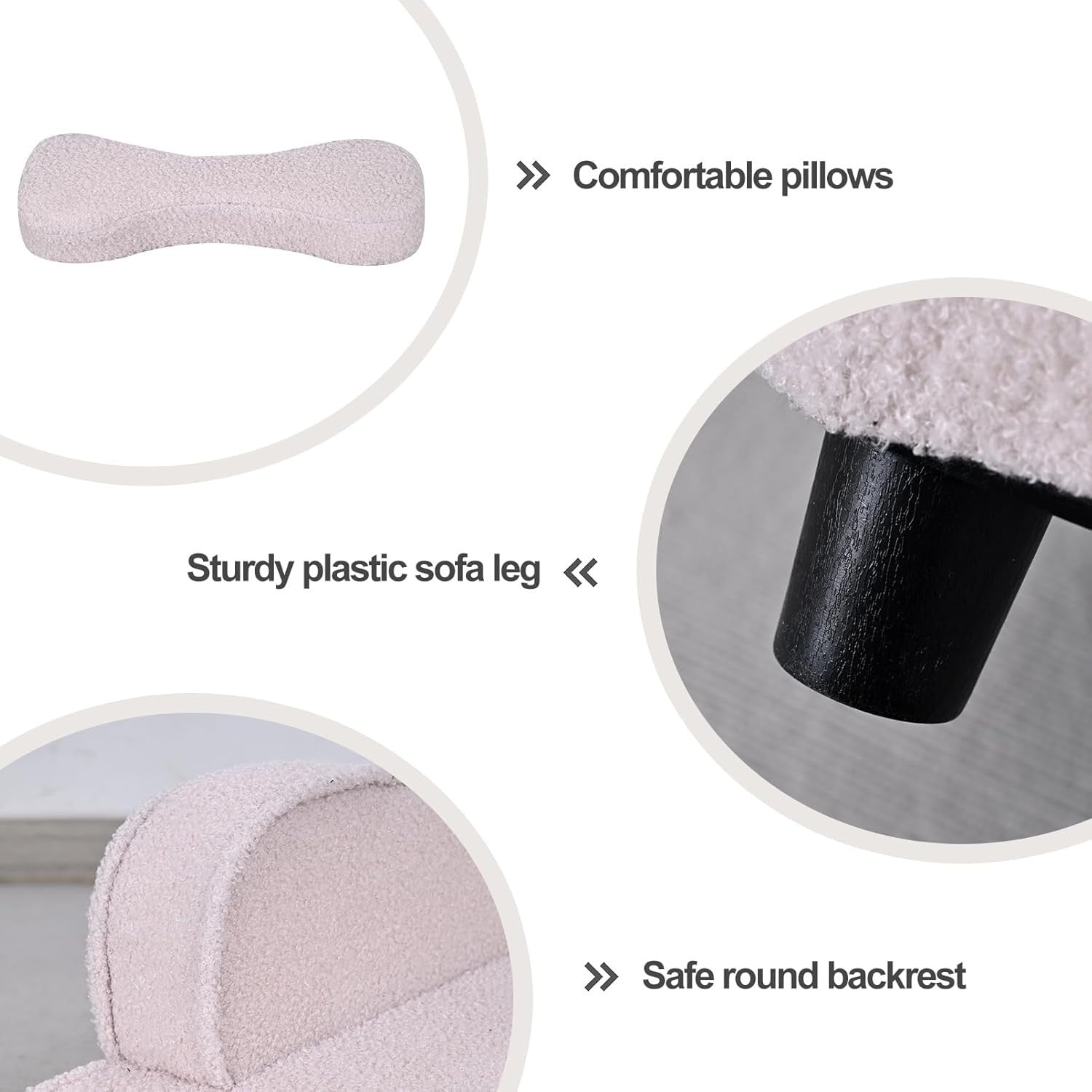 Pet Sofa Bed Teddy Velvet Dog Cat Couch w Wood Base Beige