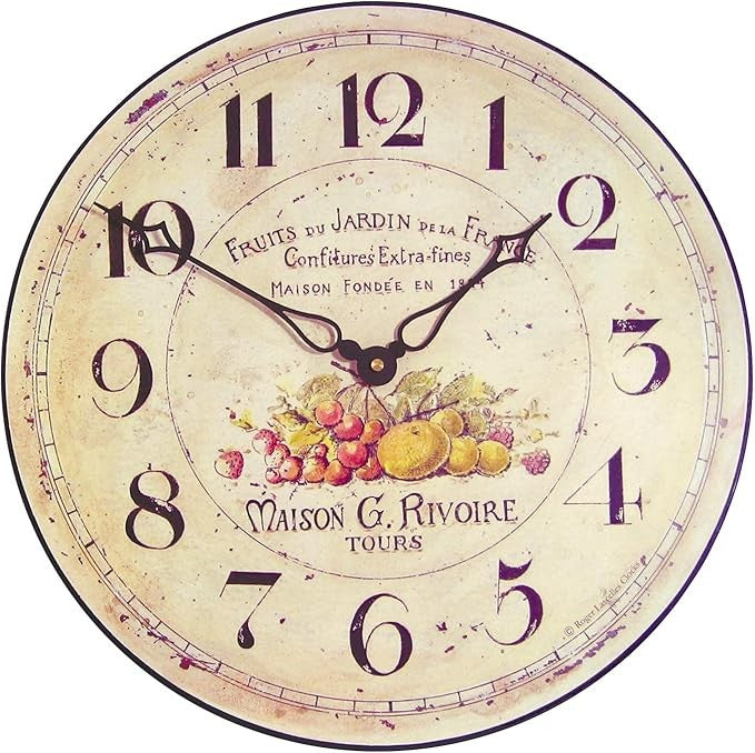 36cm Vintage Garden Fruit Wall Clock Antique Rustic Silent Home Decor