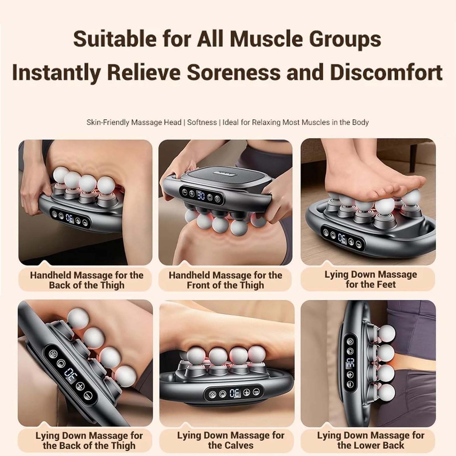 8 Head Deep Tissue Massage Gun 30 Levels Quiet Muscle Relief Full Body