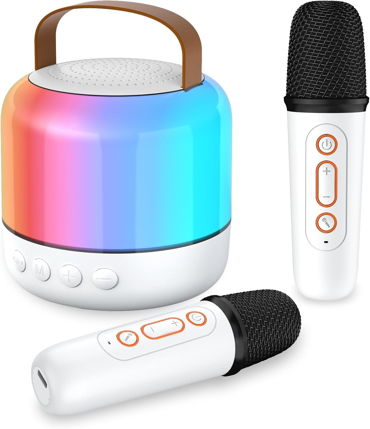 Portable Kids Karaoke Speaker 2 Mics RGB Light Bluetooth Party