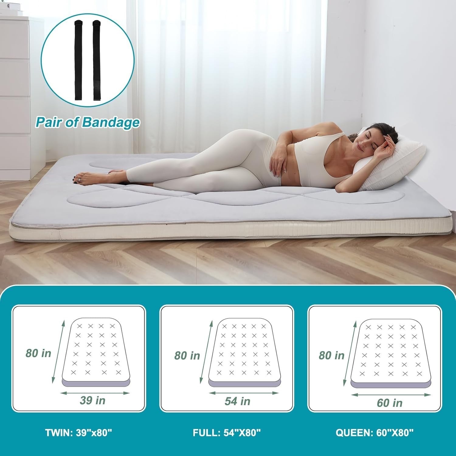 King Floor Futon Mattress Roll-Up Bed Tatami Camping Guest Foam Mat - Grey
