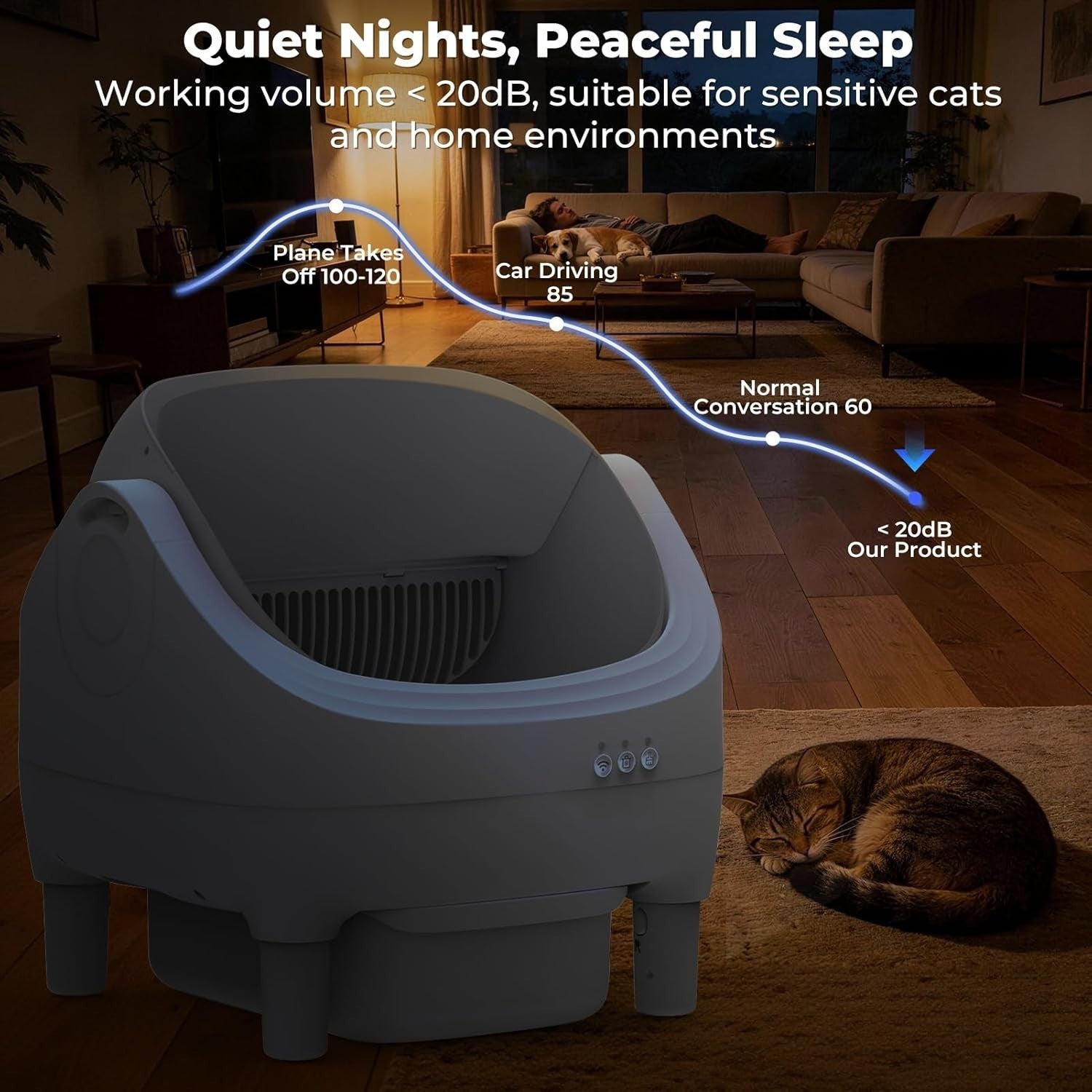 Self Cleaning Cat Litter Box Automatic APP Control Large Odor Free Bin