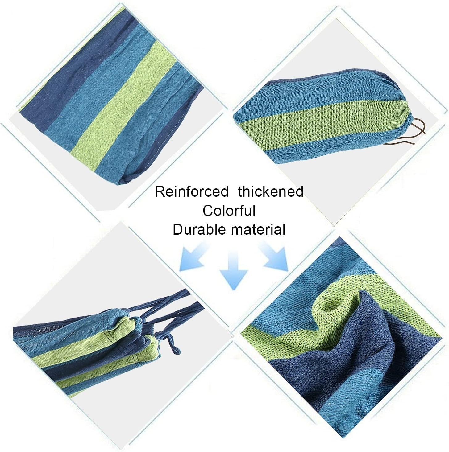 Portable Single & Double Camping Hammock, Lightweight Canvas Travel Outdoor Blue
