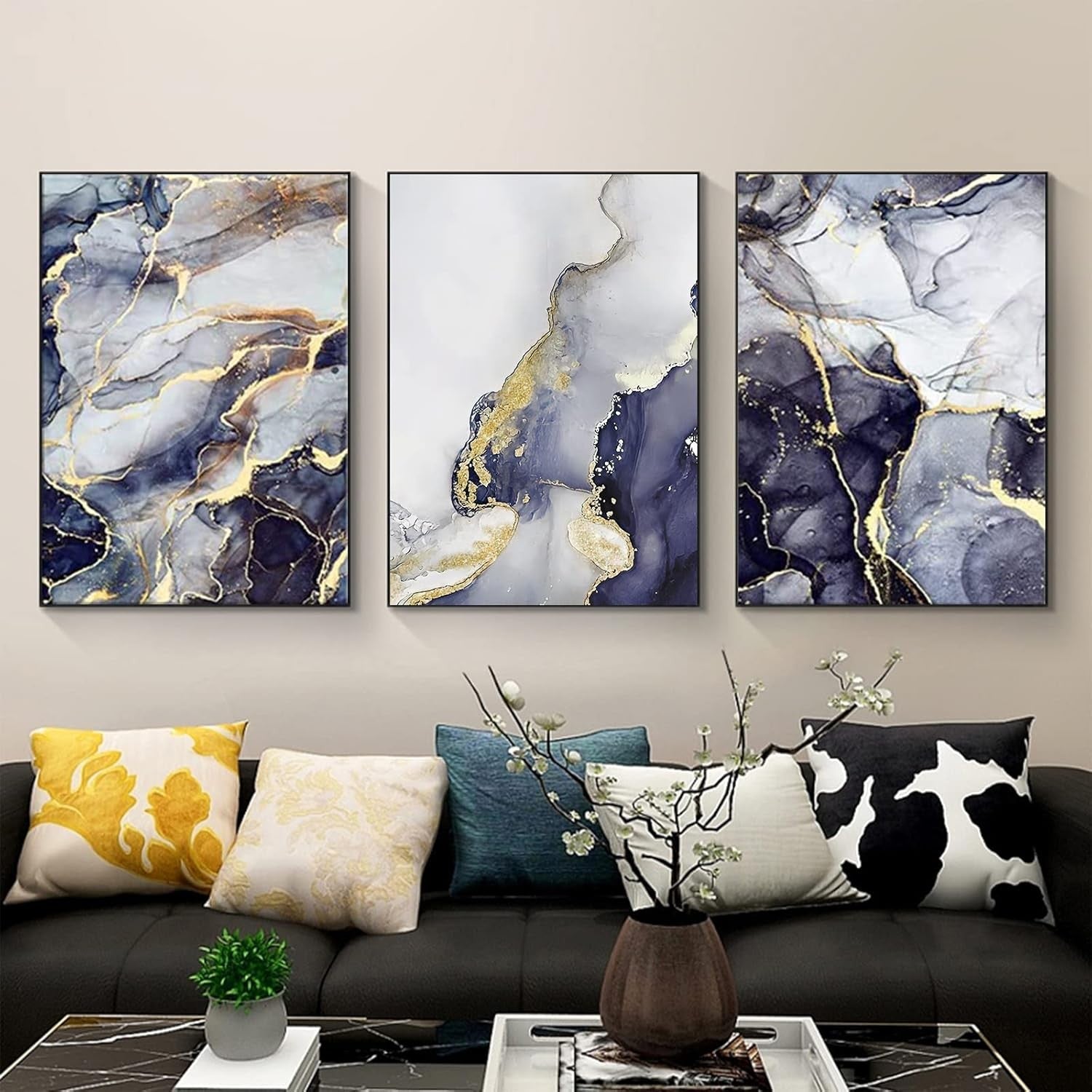 Abstract Marble Ink Painting Poster 3pcs 4.30x40 cm Modern Wall Art