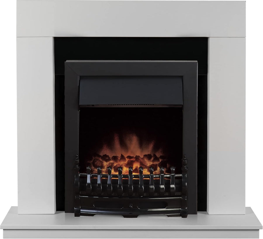39" White & Black Electric Fireplace Freestanding Heater 1-2kW LED Flame