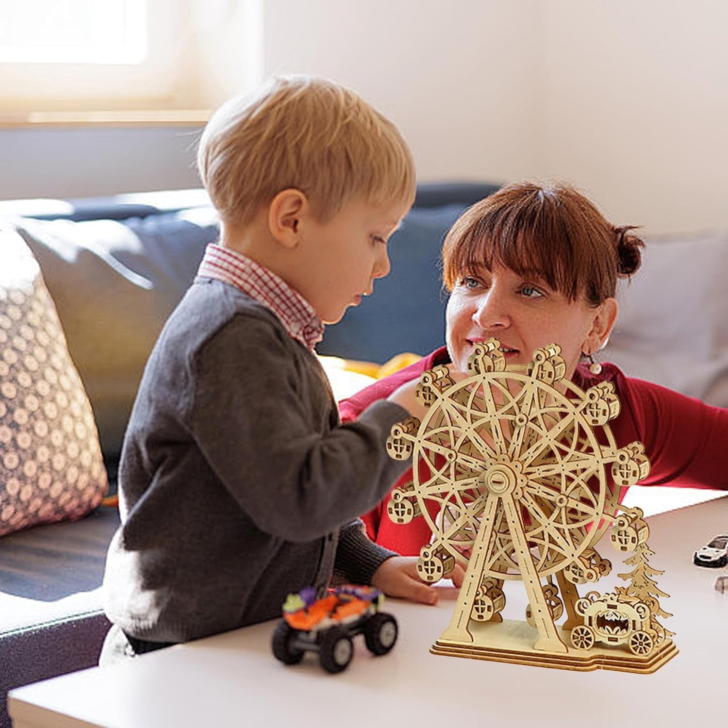 3D Wooden Ferris Wheel Puzzle Kit – DIY Mechanical Model for Adults & Teens