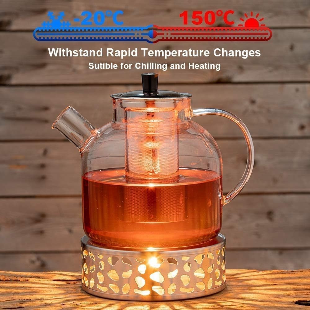 Glass Teapot 800ml w/ Stainless Steel Infuser Stovetop Safe Tea Pot