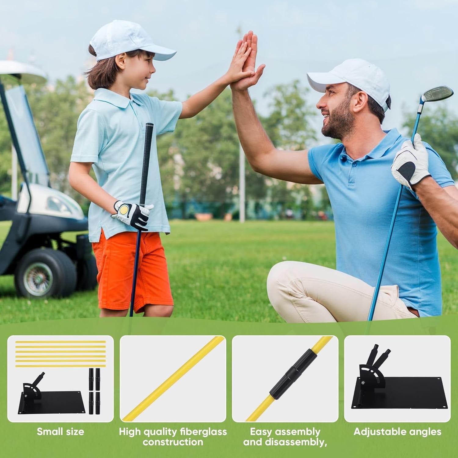 Golf Swing Trainer Alignment Stick Set 2x 1M Rods Holder