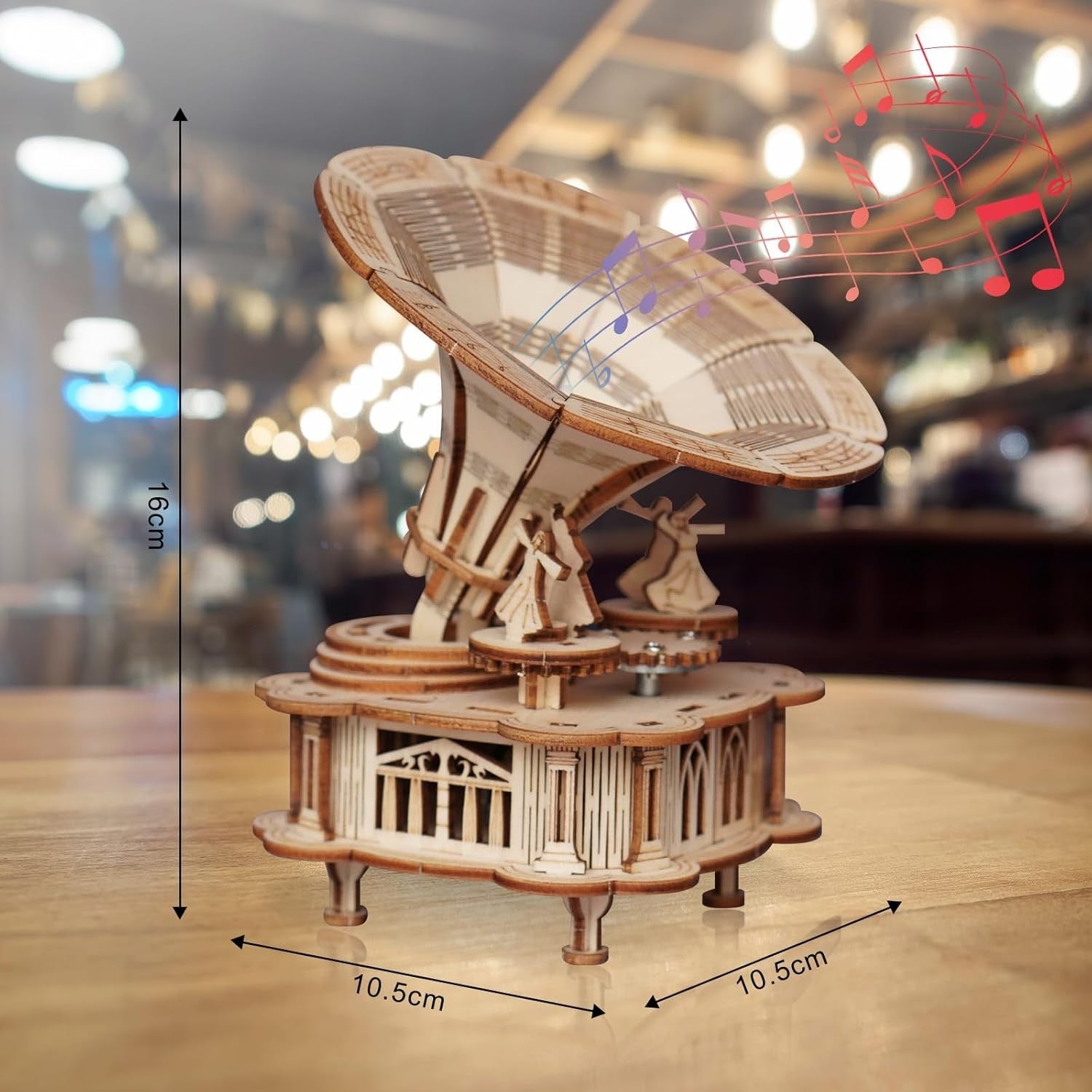 3D Wooden Gramophone Puzzle Music Box Model Kit DIY Craft, Fun & Gift