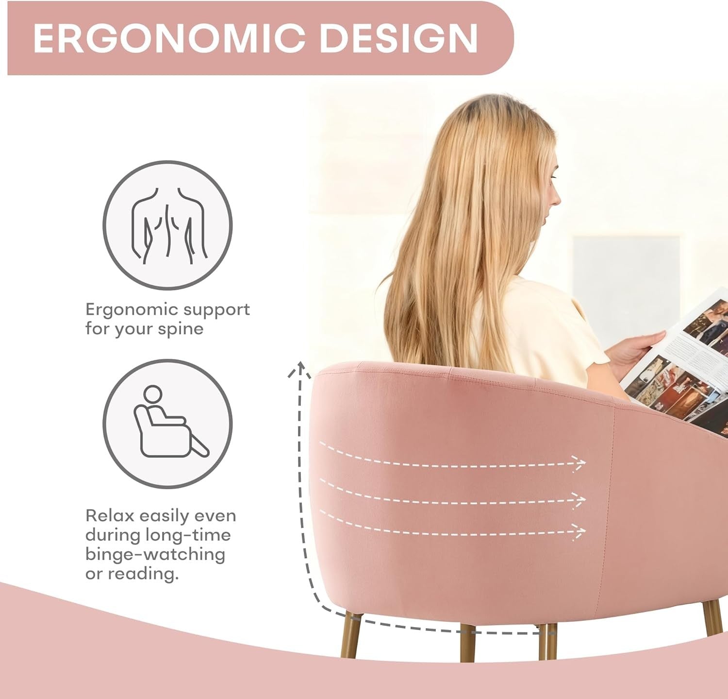 Velvet Vanity Chair Pink Gold Legs Makeup Dressing Accent Seat