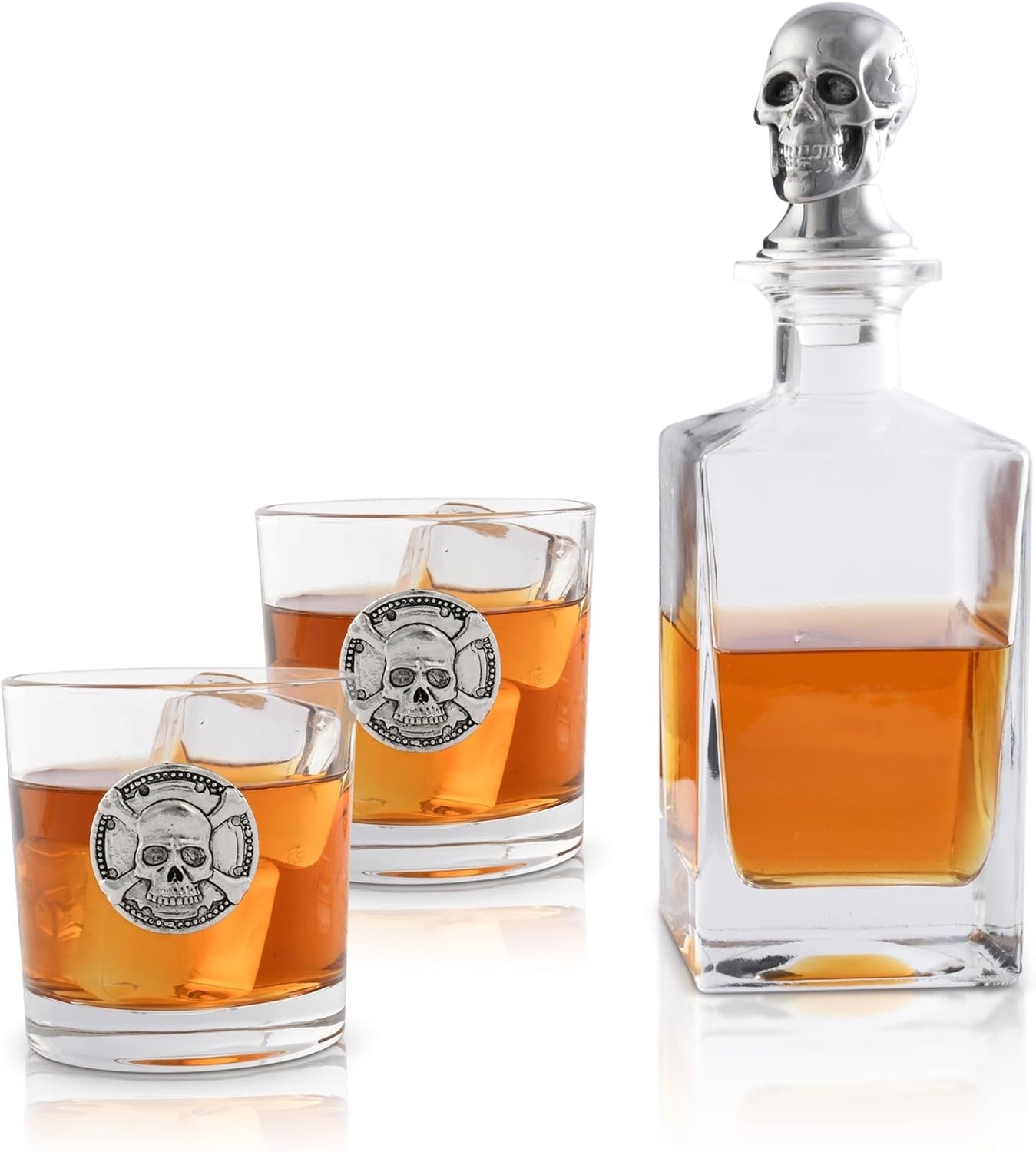 Luxury Skull Decanter Set 750ml with Skull Whiskey Glasses | Gothic Bar Gift