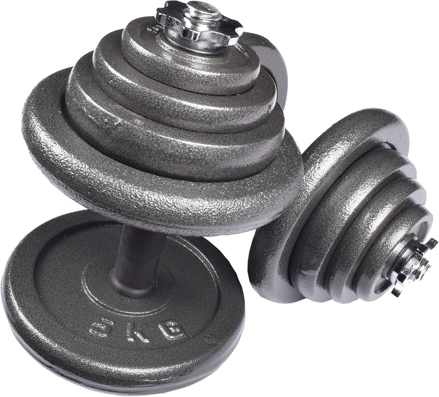 50KG Adjustable Dumbbell & Barbell Set Cast Iron Weights Home Gym Case