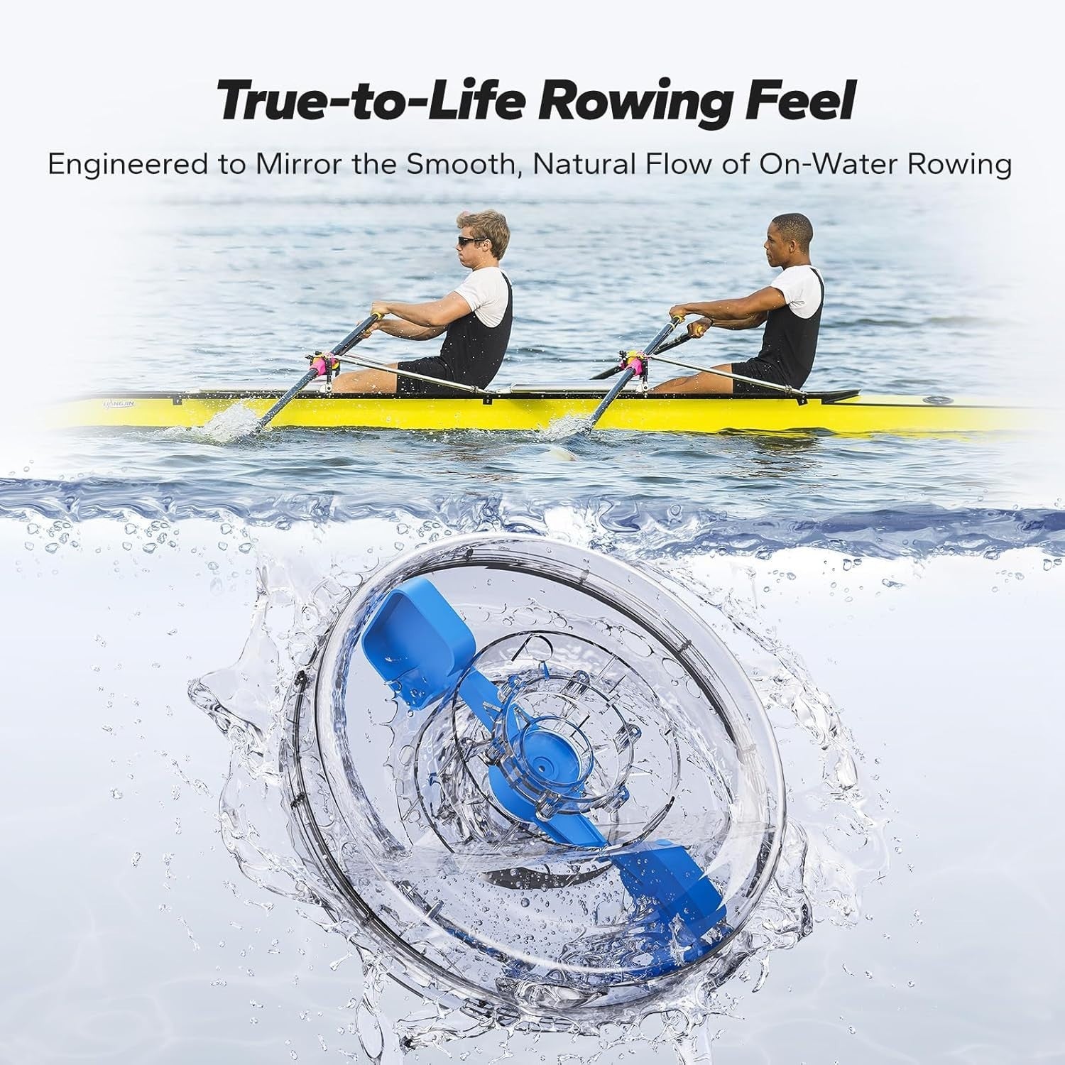 Foldable Wood Water Rowing Machine 180KG Capacity Quiet Rower App Compatible