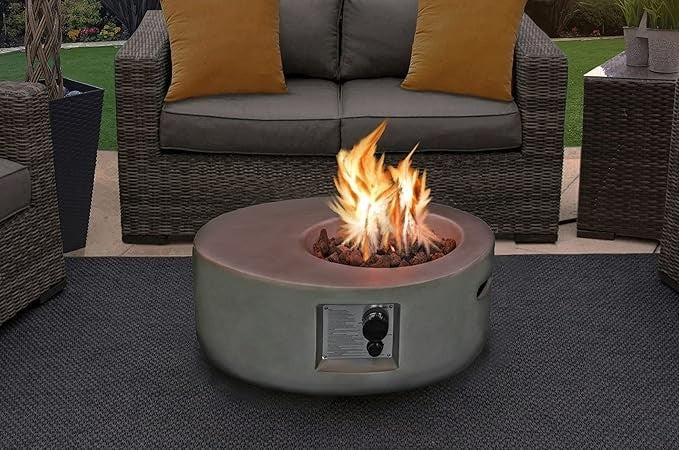 Luxury Gas Fire Pit Table Outdoor Patio Heater Adjustable Flame & Cover